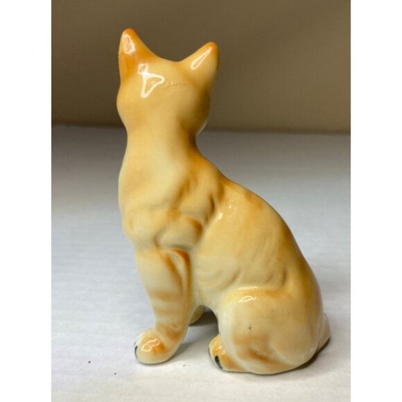 Vintage Ceramic Cat Figurine 3.25" Tall Orange & White Collectible Decor - Picture 3 of 5